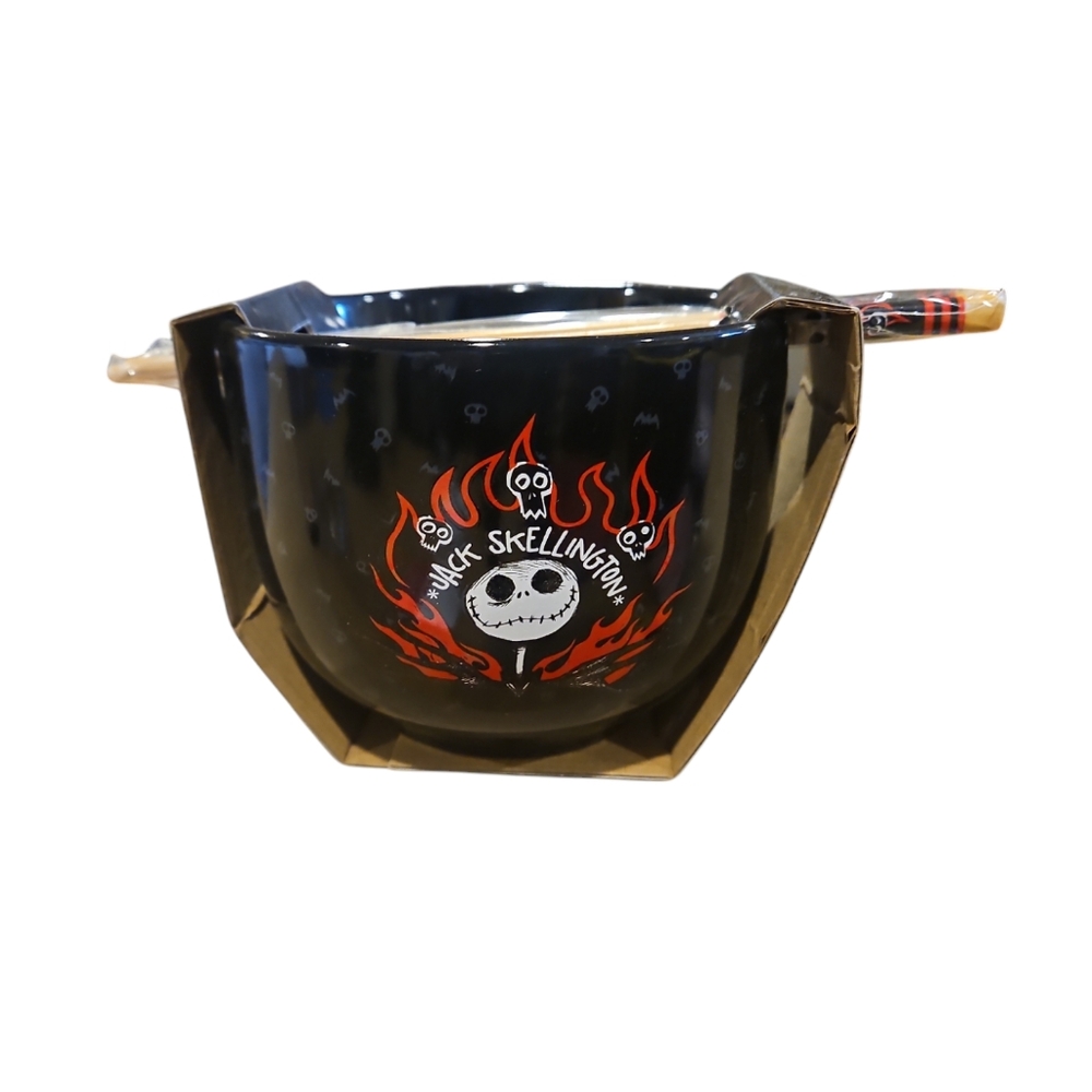 New: Nightmare Before Christmas Jack Skeleton 20oz Ramen Bowl with Chopsticks